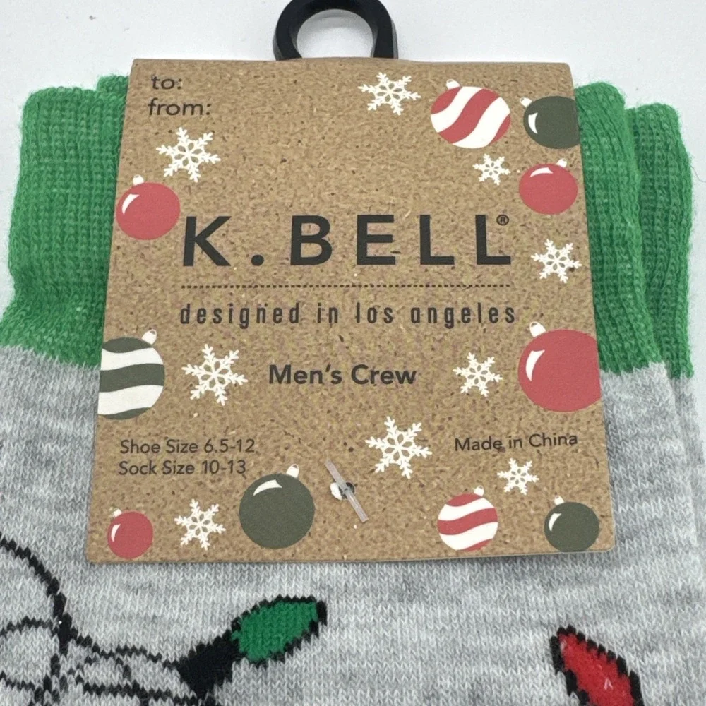NEW Men's Christmas Lights Crew Socks Shoes Size‎ 6.5-12